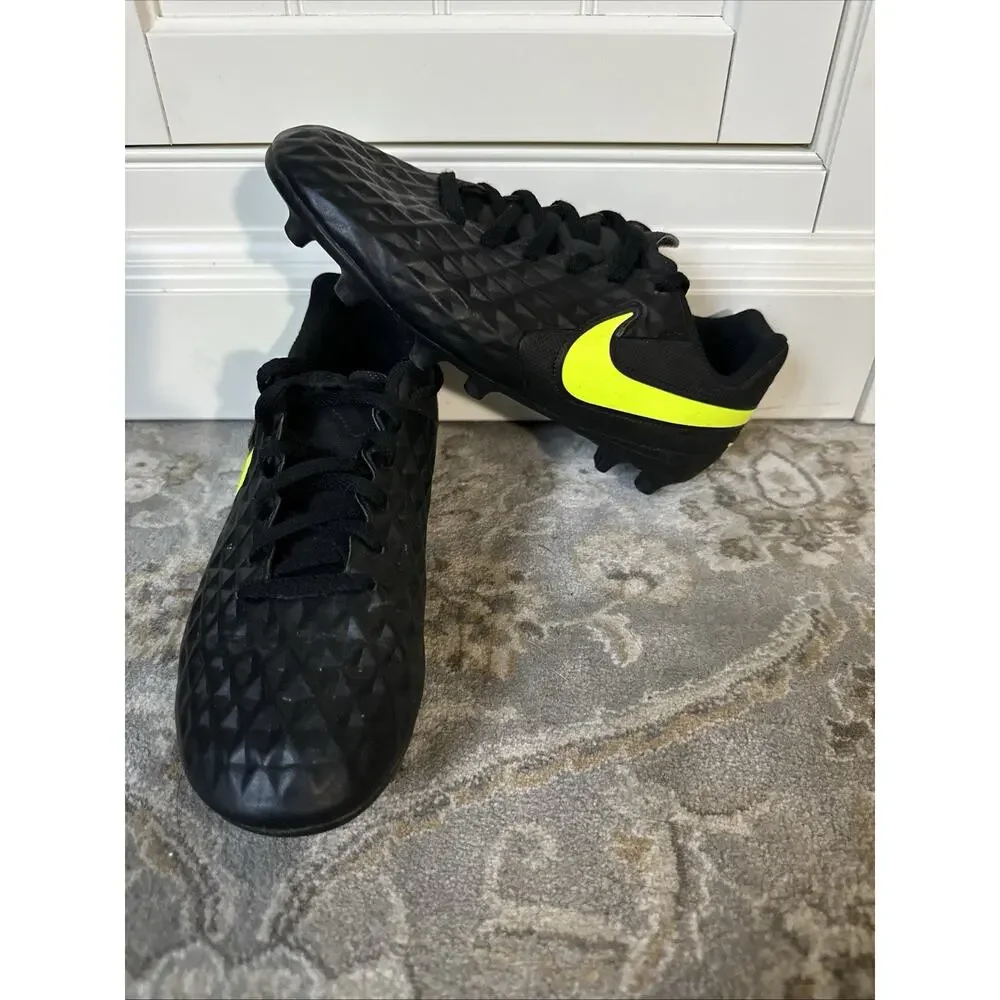 Nike Tiempo Youth Soccer Cleats, Size 5.5, Black/Neon Yellow